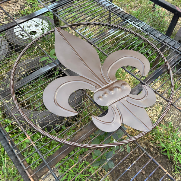 FLEUR DE LIS BROWN METAL WALL ART SIGN WESTERN HOME DECOR HANDMADE NEW 12",18",24",32"