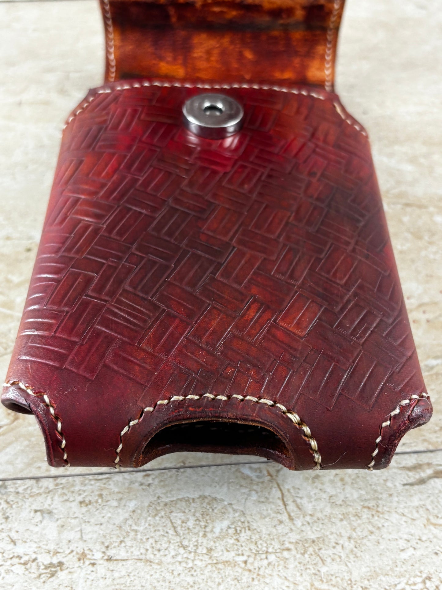 7" LONE STAR LEATHER HOLSTER BROWN STAR POUCH EXTRA LARGE  BELT LOOP CLIP CELL PHONE CASE UNIVERSAL HANDMADE #EH13808