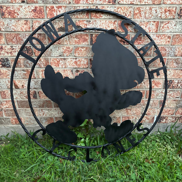 12", 18", 24", 32" IOWA STATE CYCLONES CUSTOM BLACK METAL VINTAGE CRAFT TEAM SIGN HANDMADE 36",40",44",50"