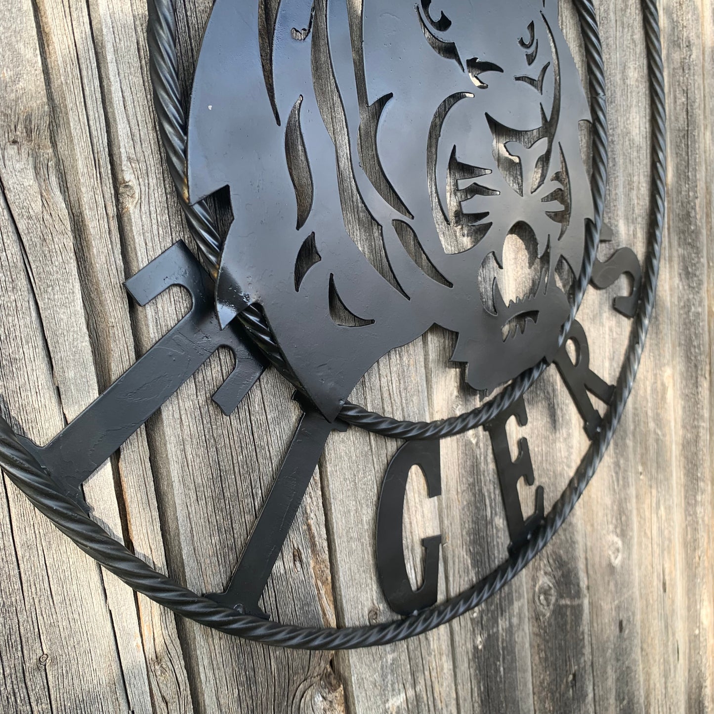 GEAUX TIGERS BLACK CUSTOM METAL VINTAGE CRAFT SIGN TEAM HANDMADE