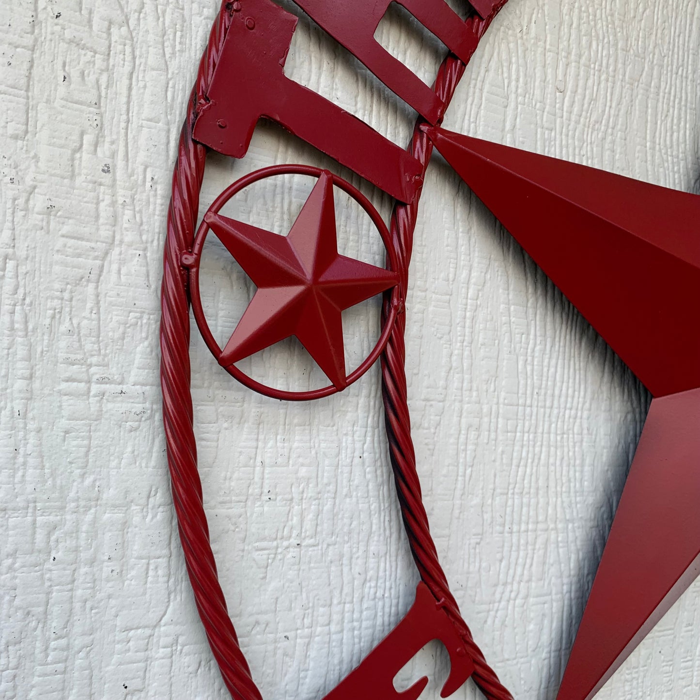 NEGRI FAMILY STYLE YOUR CUSTOM NAME STAR BARN STAR METAL LONE STAR WESTERN HOME DECOR RUSTIC BURGUNDY RED HANDMADE 24",32",36",50"
