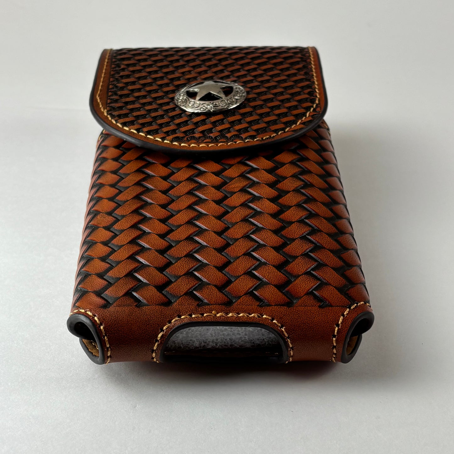 7" LONE STAR LEATHER HOLSTER TAN BROWN STAR POUCH EXTRA LARGE  BELT LOOP CELL PHONE CASE UNIVERSAL OVERSIZE #EH12702