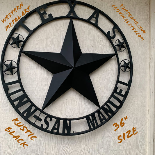 LINN SAN MANUEL STYLE YOUR CUSTOM NAME STAR METAL BARN LONE STAR 3d TWISTED ROPE RING WESTERN HOME DECOR HANDMADE NEW