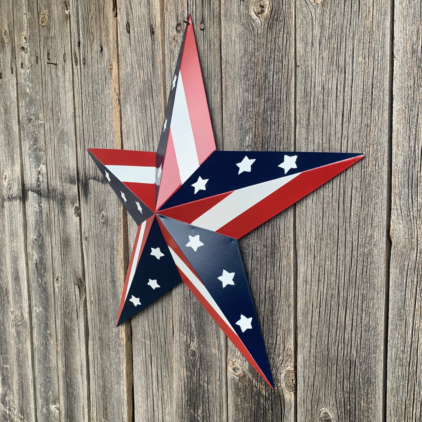 USA BARN STAR AMERICAN FLAG STAR RED WHITE & BLUE METAL STAR HANDMADE NEW 12",24",30" #EH11753