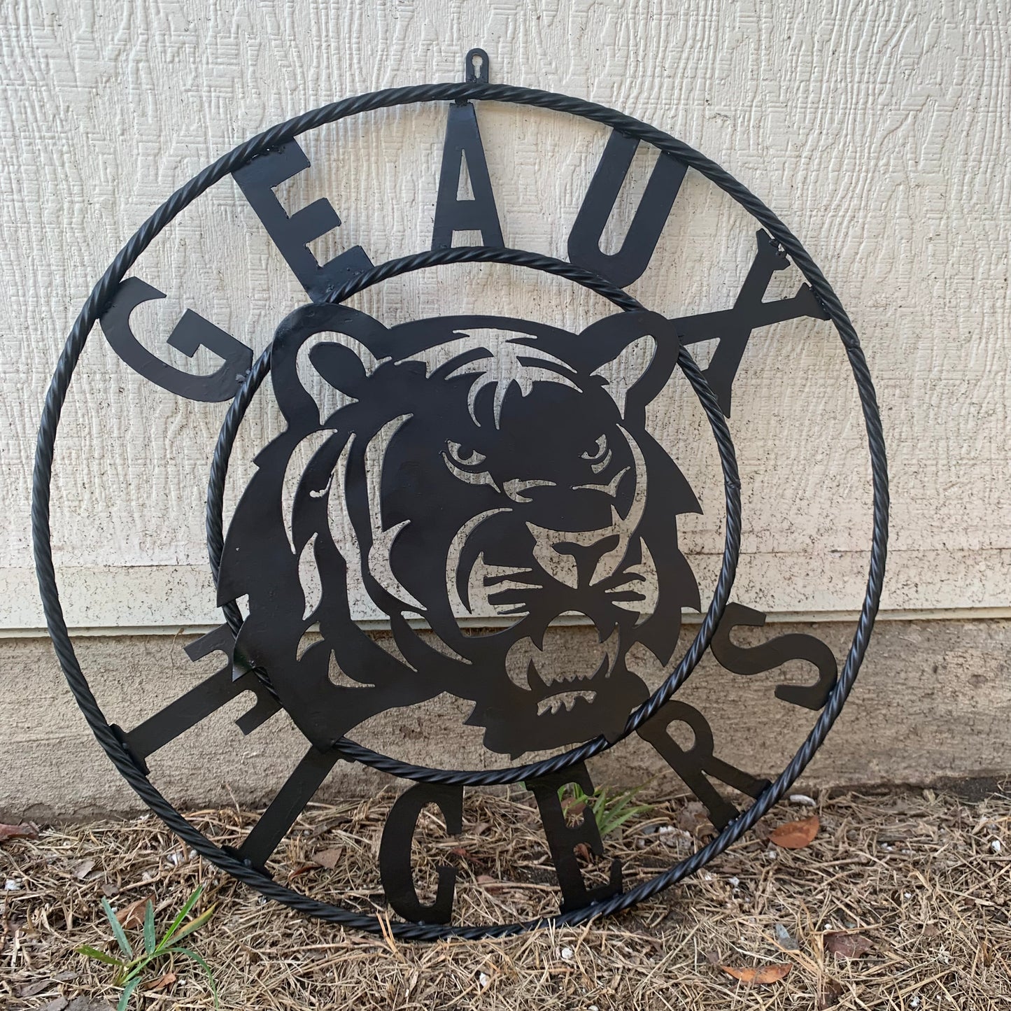 GEAUX TIGERS BLACK CUSTOM METAL VINTAGE CRAFT SIGN TEAM HANDMADE