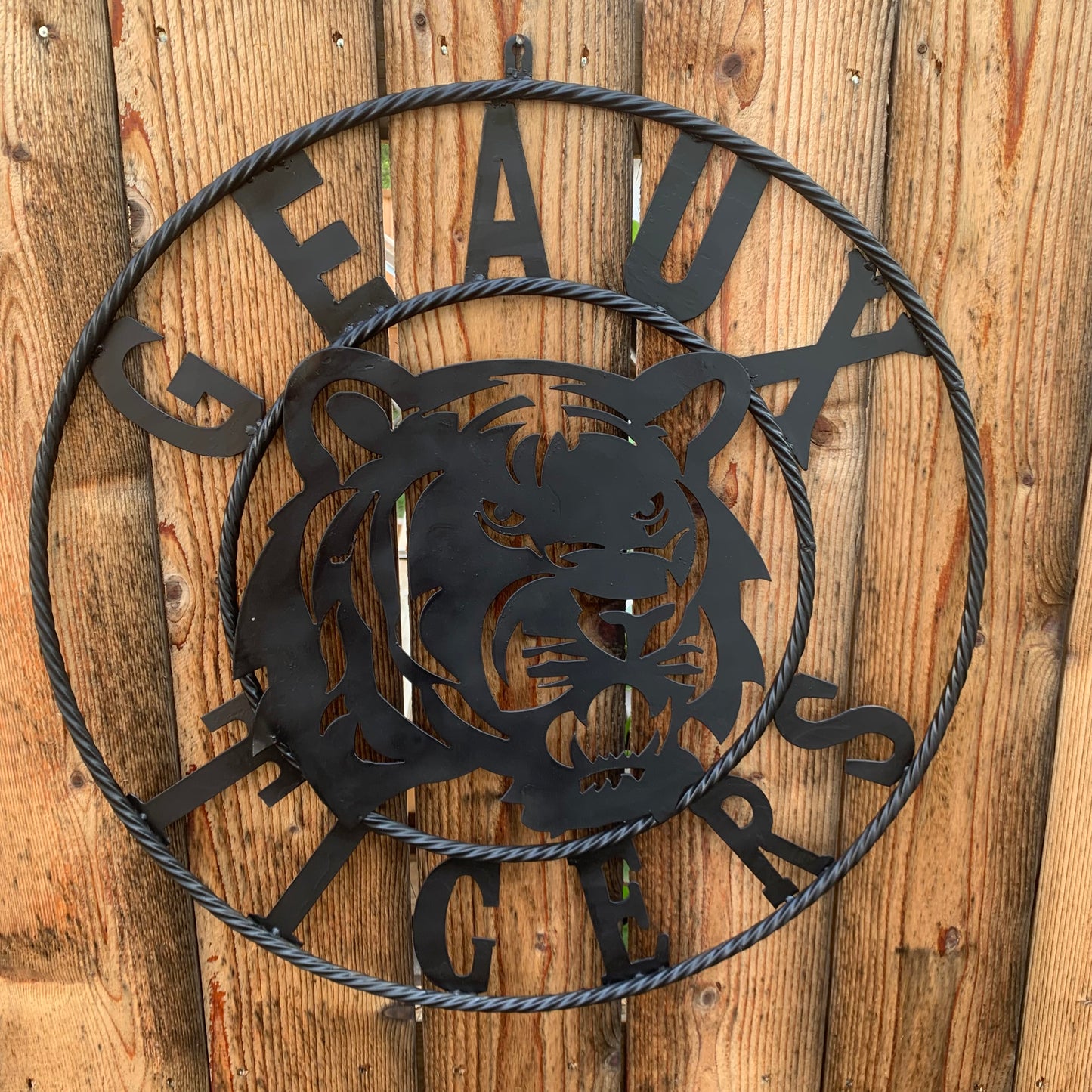 GEAUX TIGERS BLACK CUSTOM METAL VINTAGE CRAFT SIGN TEAM HANDMADE