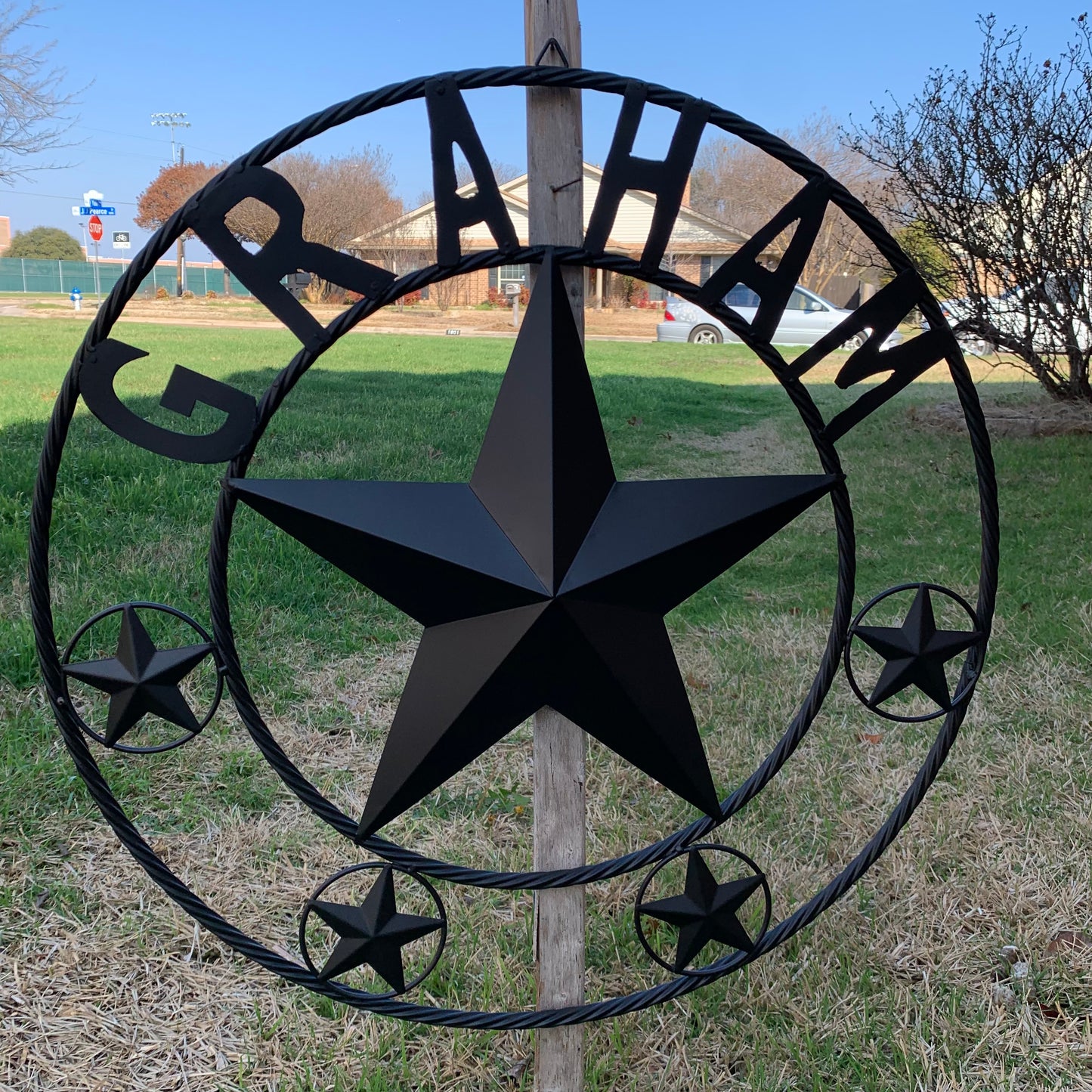 GRAHAM STYLE YOUR CUSTOM NAME STAR BARN STAR METAL LONE STAR WESTERN HOME DECOR RUSTIC BLACK HANDMADE 24",32",36",50"
