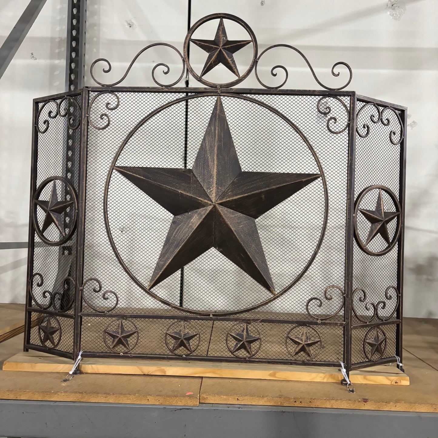 LONESTAR METAL FIREPLACE SCREEN W/ STAR 41.5" X 34.25" WESTERN HOME DECOR HANDMADE #EH80003