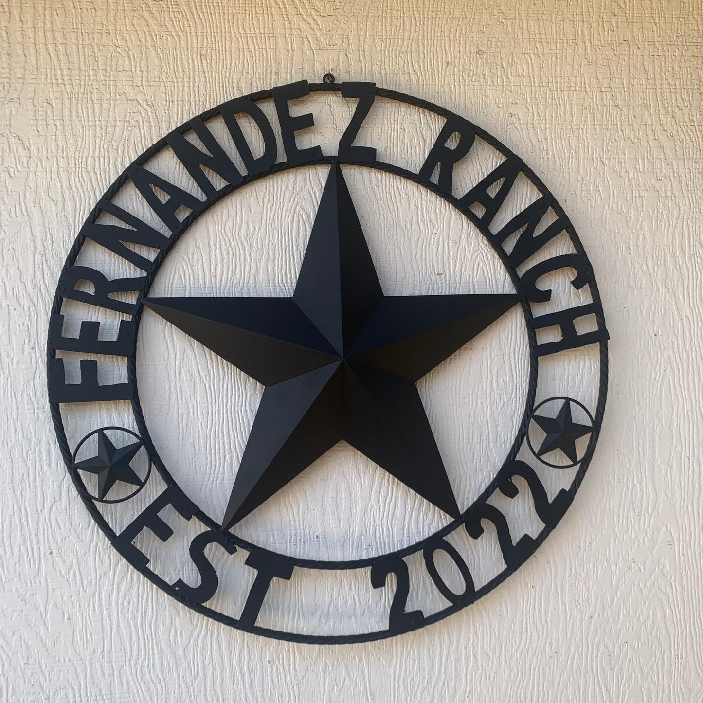 FERNANDEZ RANCH STYLE YOUR CUSTOM NAME STAR BARN STAR METAL LONE STAR WESTERN HOME DECOR RUSTIC BLACK HANDMADE 24",32",36",50"
