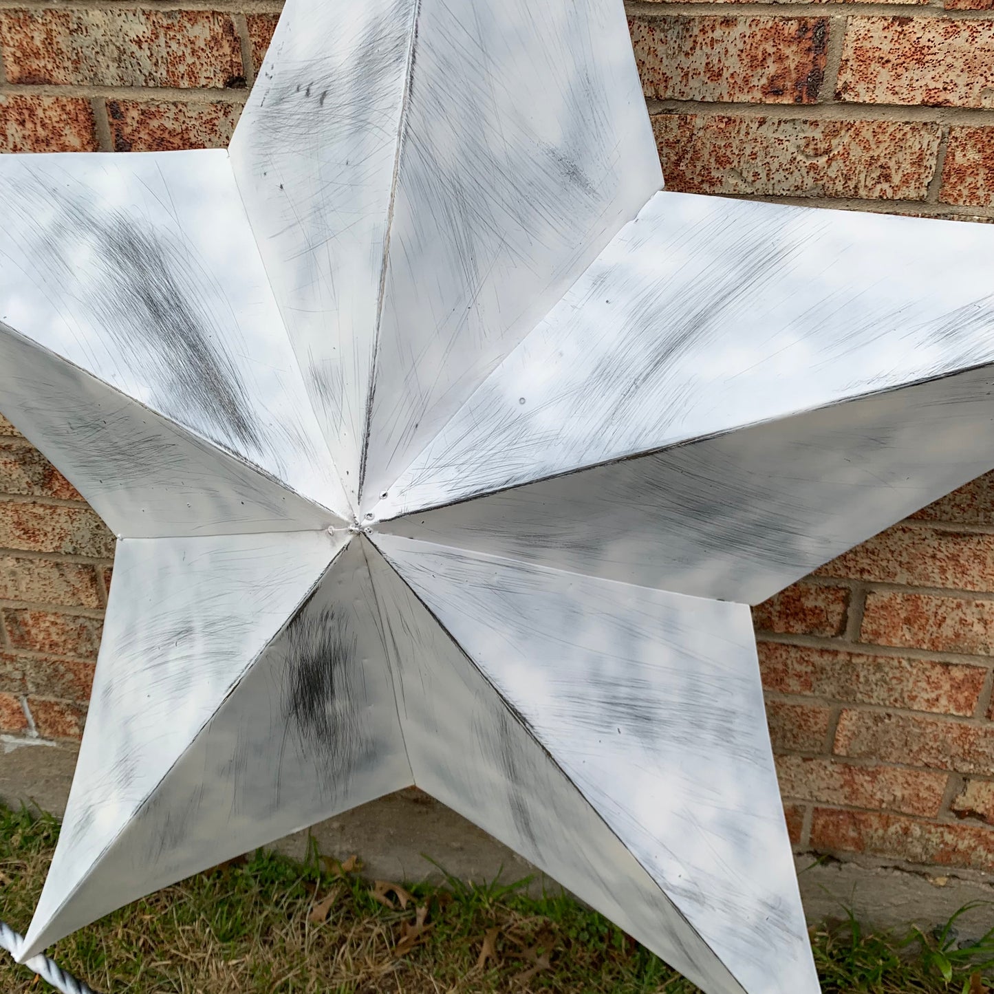 5 FOOT WHITE DISTRESSED STAR TWO TONE TEXTURE BARN STAR METAL LONESTAR TWISTED ROPE RING WESTERN HOME DECOR HANDMADE NEW