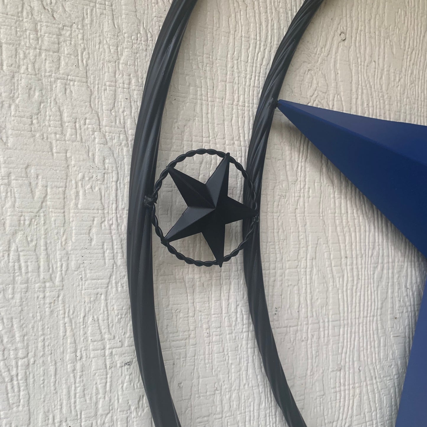 TEXAS 2022 STYLE CUSTOM NAME BARN STAR METAL LONESTAR 3d TWISTED BLACK ROPE RING WESTERN HOME DECOR   HANDMADE 24",32",36"