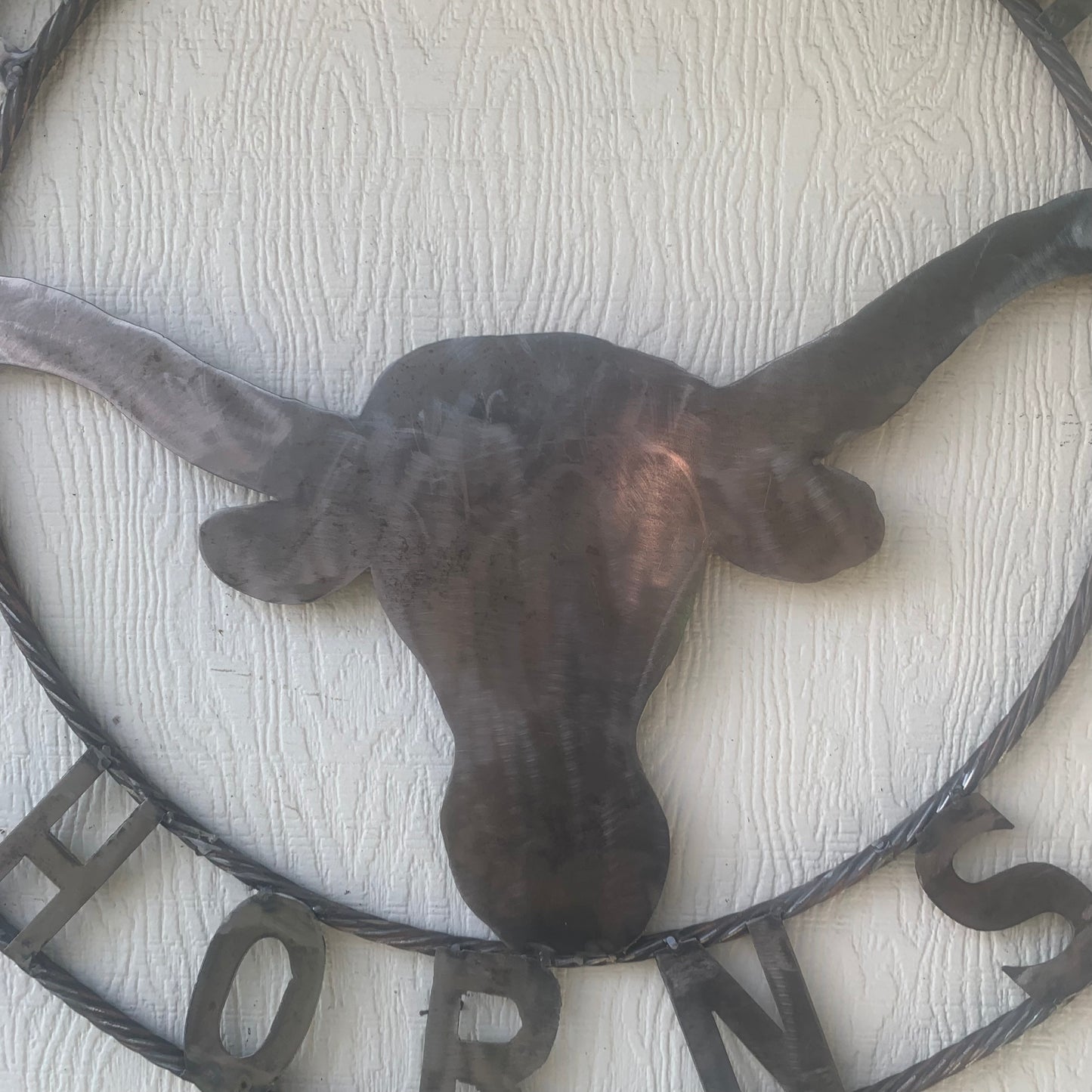 HOOKEM HORNS & LONE STAR TEXAS LONGHORNS HOOK EM RAW METAL UNPAINTED CUSTOM VINTAGE CRAFT WALL ART TEAM SIGN HANDMADE