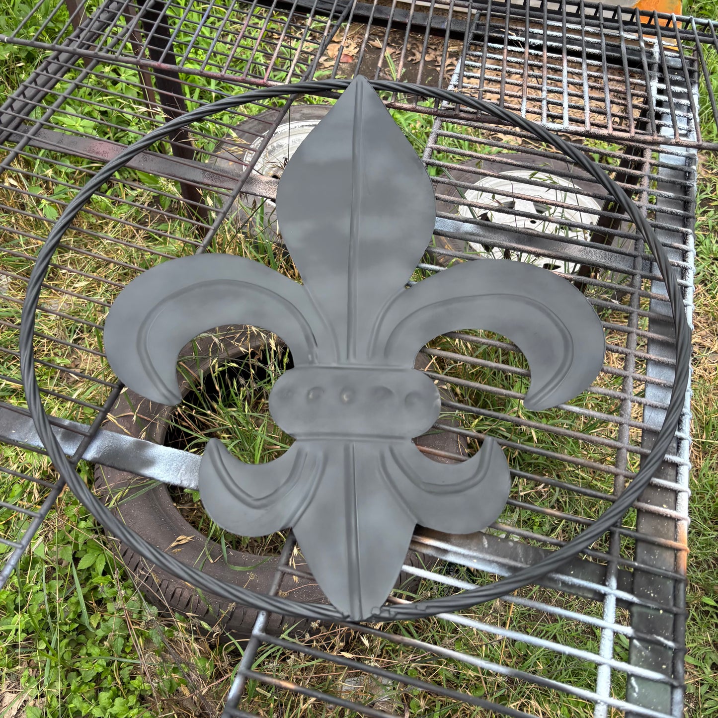 FLEUR DE LIS BLACK FLAT METAL WALL ART SIGN WESTERN HOME DECOR HANDMADE NEW 12",18",24",32"