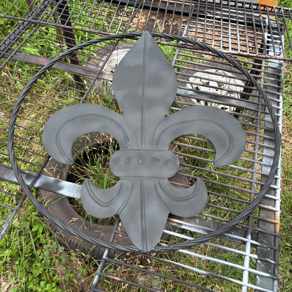 FLEUR DE LIS BLACK FLAT METAL WALL ART SIGN WESTERN HOME DECOR HANDMADE NEW 12",18",24",32"