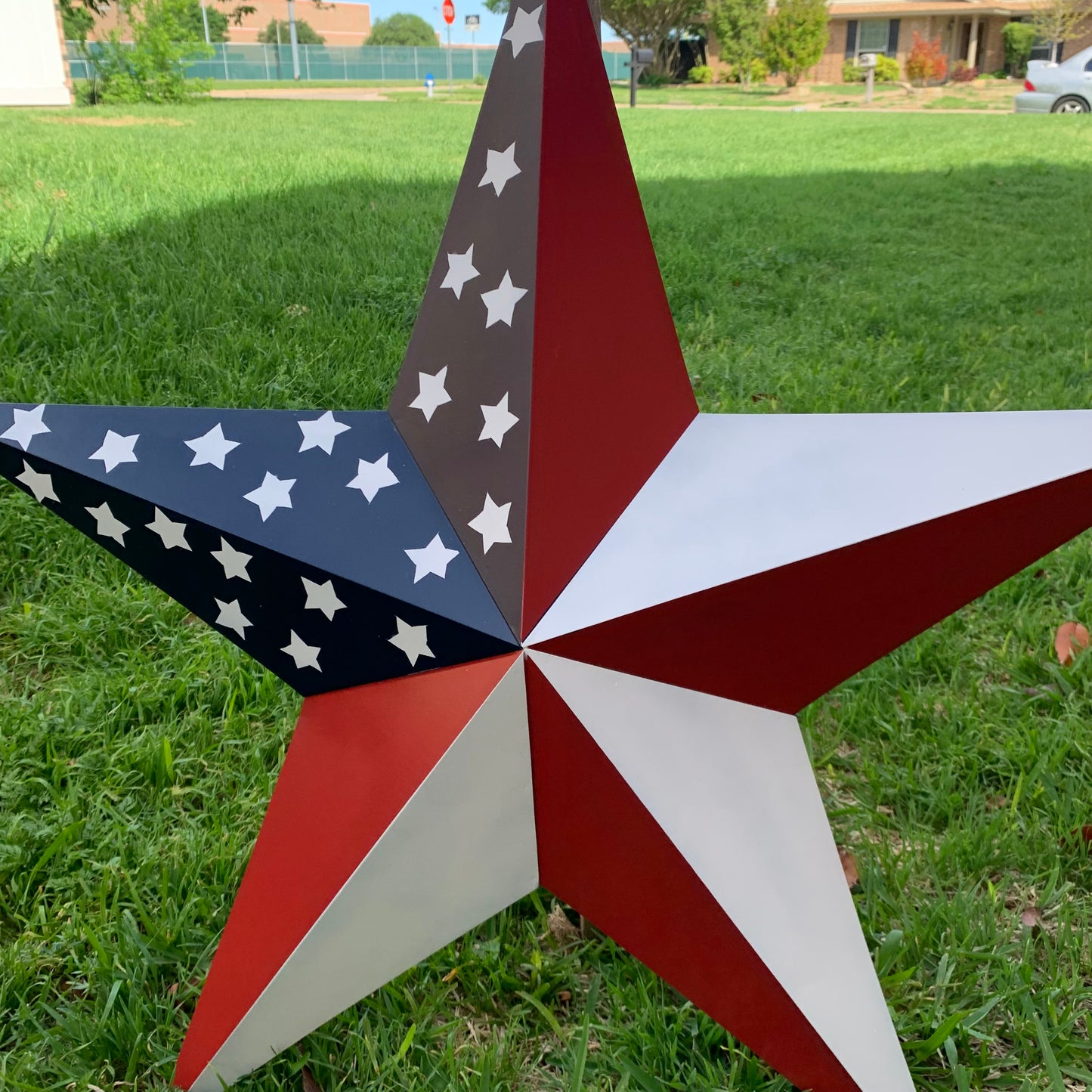 USA FLAG STAR STYLE# 5 RED WHITE & BLUE AMERICANA METAL BARN STAR WALL ART HANDMADE TO ORDER NEW #EH13380