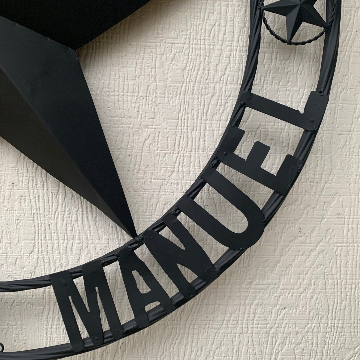 LINN SAN MANUEL STYLE YOUR CUSTOM NAME STAR METAL BARN LONE STAR 3d TWISTED ROPE RING WESTERN HOME DECOR HANDMADE NEW