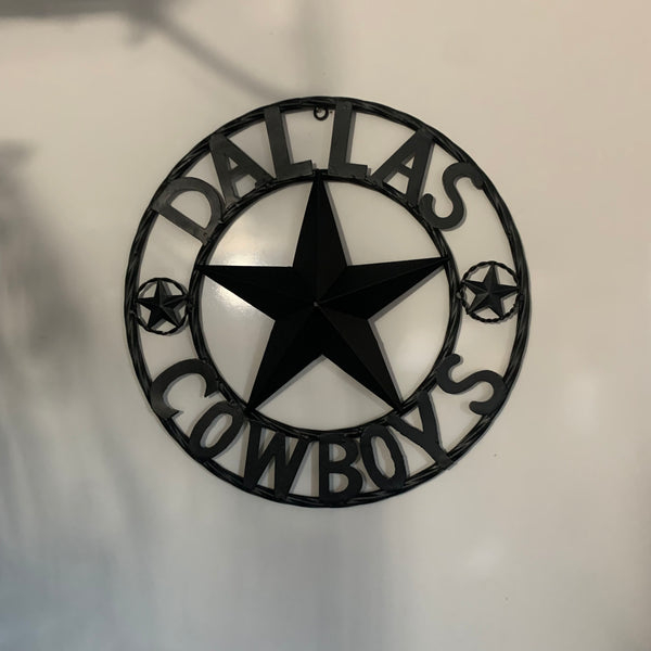 18" DALLAS COWBOYS BLACK STAR CUSTOM METAL VINTAGE LONE STAR WESTERN HOME DECOR HANDMADE