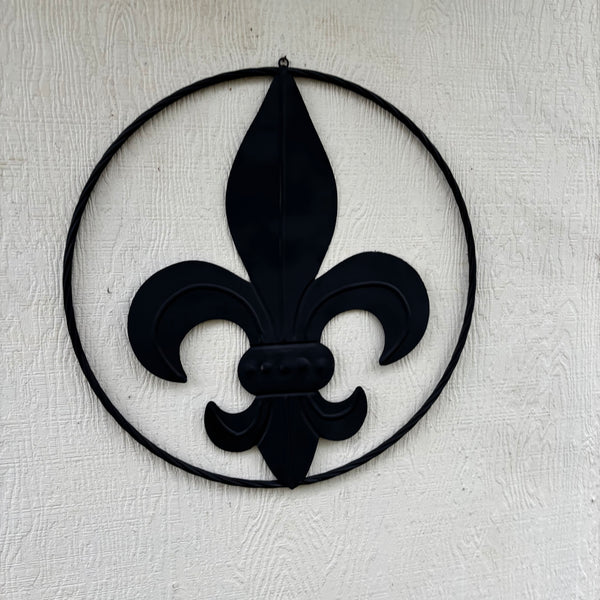 FLEUR DE LIS BLACK FLAT METAL WALL ART SIGN WESTERN HOME DECOR HANDMADE NEW 12",18",24",32"