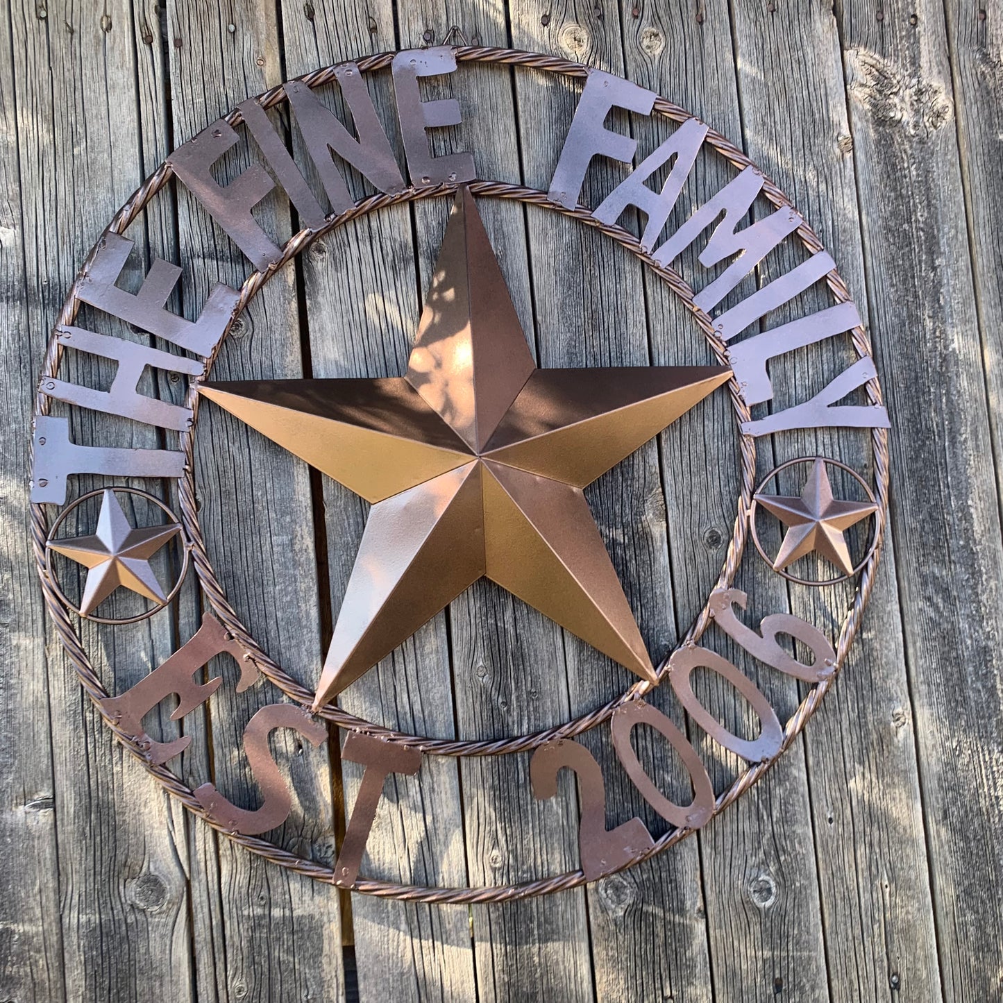 FINE FAMILY STYLE YOUR CUSTOM NAME STAR BARN STAR METAL LONE STAR WESTERN HOME DECOR RUSTIC BRONZE HANDMADE 24",32",36",50"