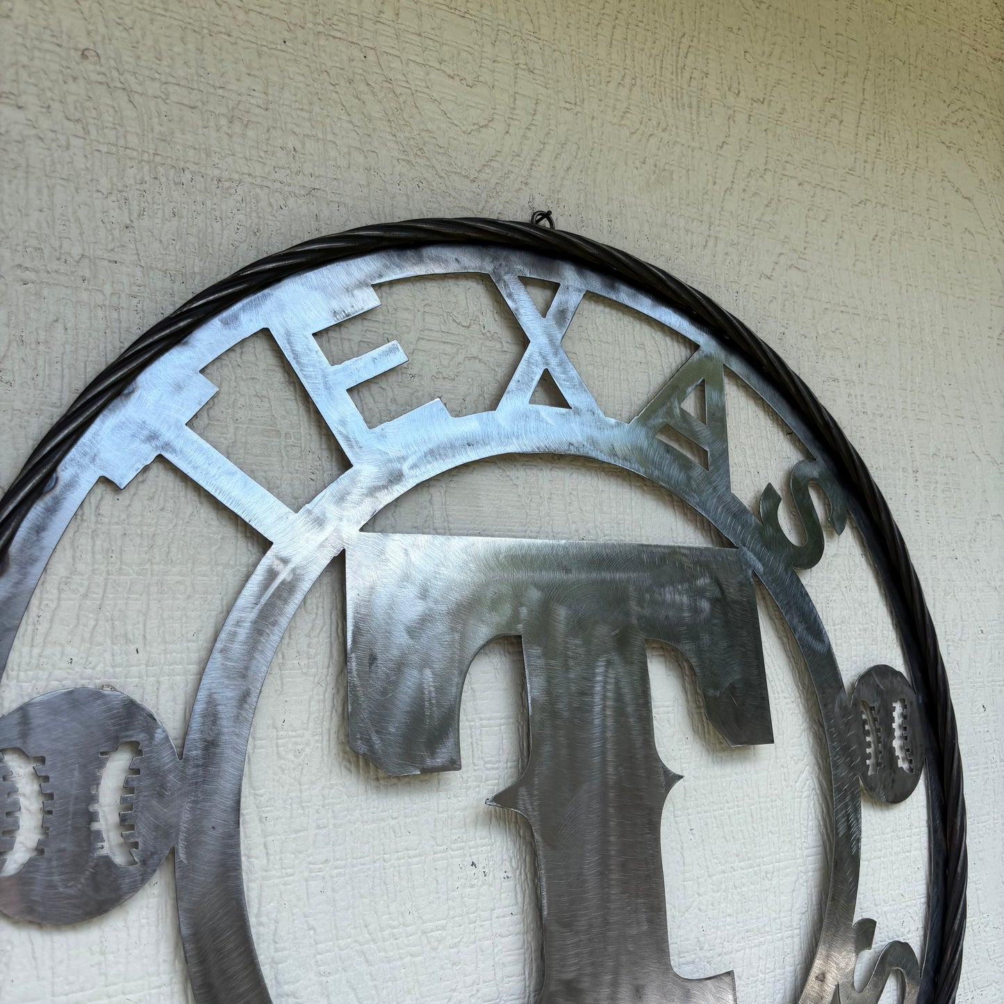 TEXAS RANGERS CUSTOM RAW METAL VINTAGE CRAFT TEAM SIGN TWISTED ROPE RING HANDMADE