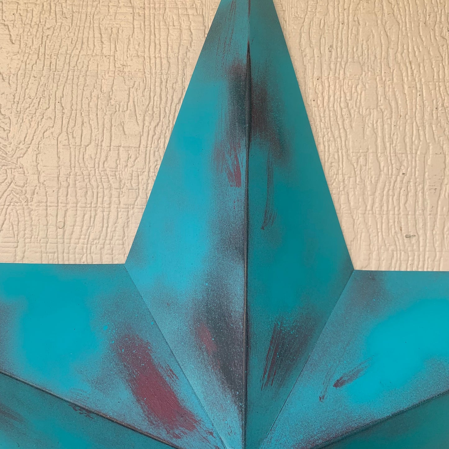#EH10540 TURQUOISE DISTRESSED TWO TONE BARN STAR METAL ART WESTERN HOME DECOR HANDMADE NEW