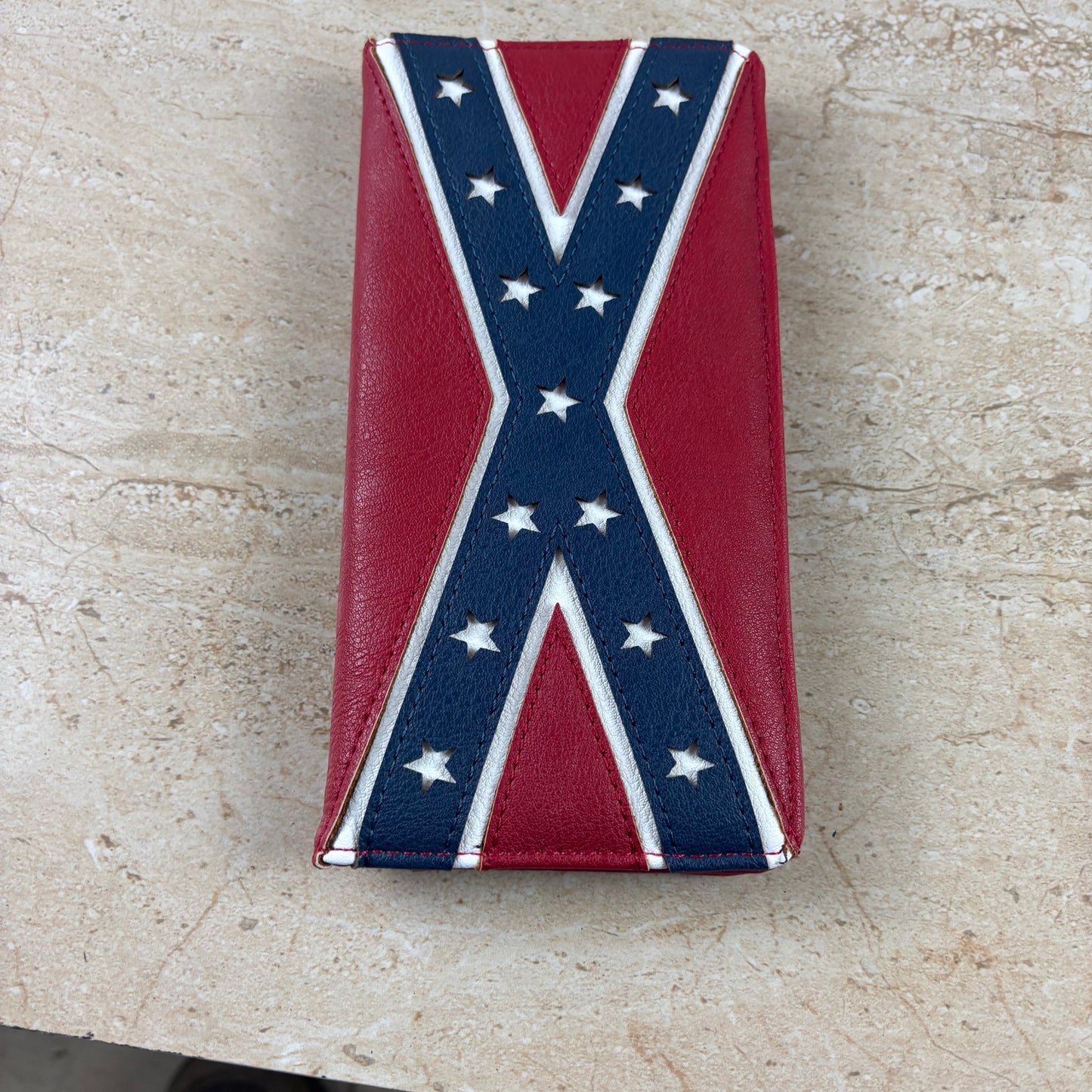 REBEL FLAG WALLET CHECK BOOK LEATHER WALLET WESTERN FASHION HANDMADE NEW #EH13318