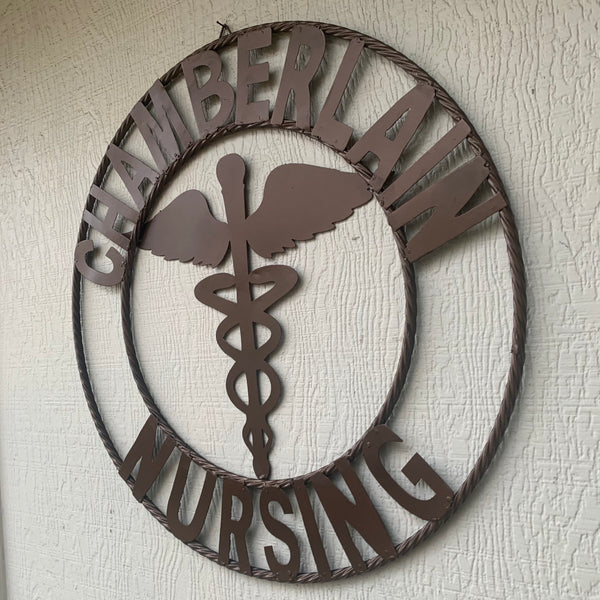 CHAMBERLAIN NURSING STYLE CUSTOM NAME SIGN MEDICAL LOGO HANDMADE