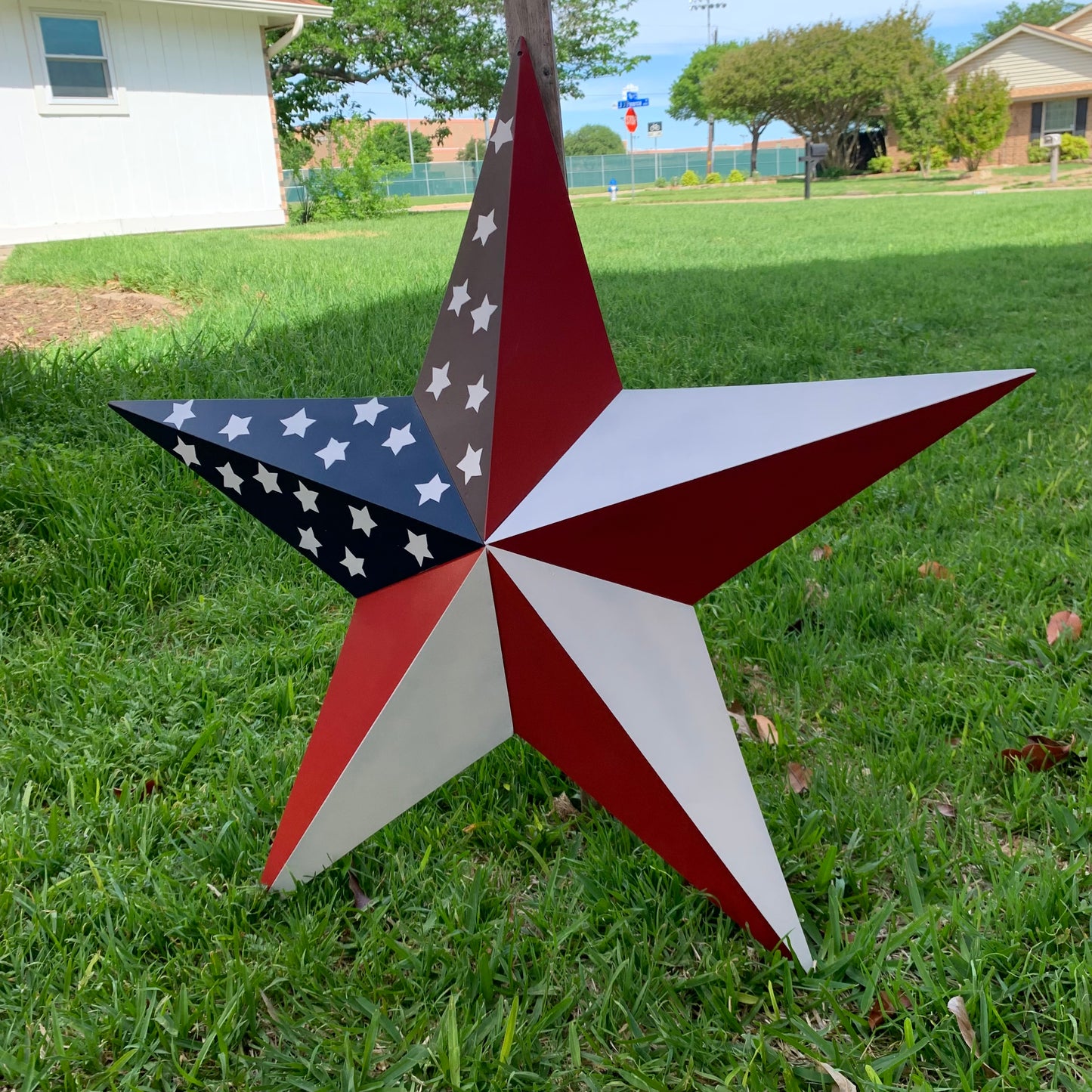 USA FLAG STAR STYLE# 5 RED WHITE & BLUE AMERICANA METAL BARN STAR WALL ART HANDMADE TO ORDER NEW #EH13380