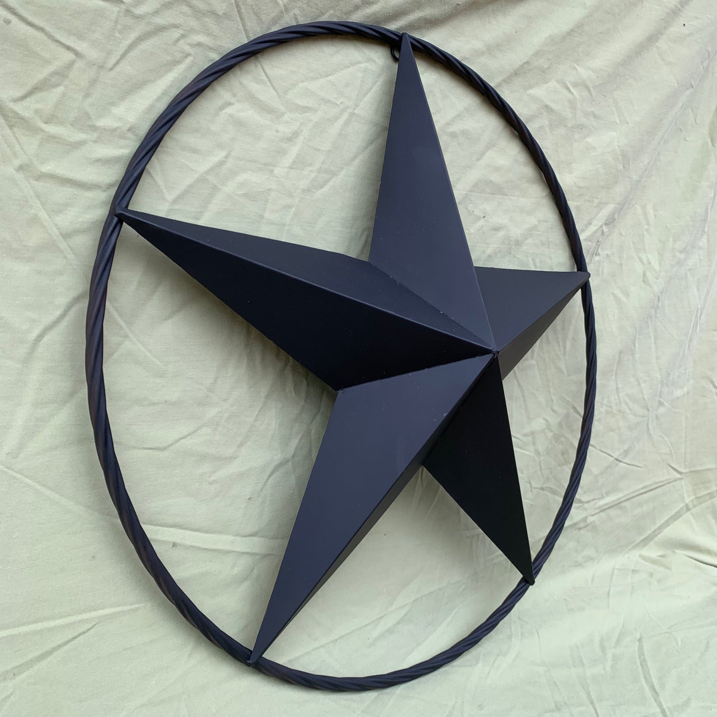 RUSTIC BLACK BARN STAR METAL LONE STAR 3d TWISTED ROPE RING WESTERN HOME DECOR HANDMADE NEW 12",16",24",32",36"-#EH10608
