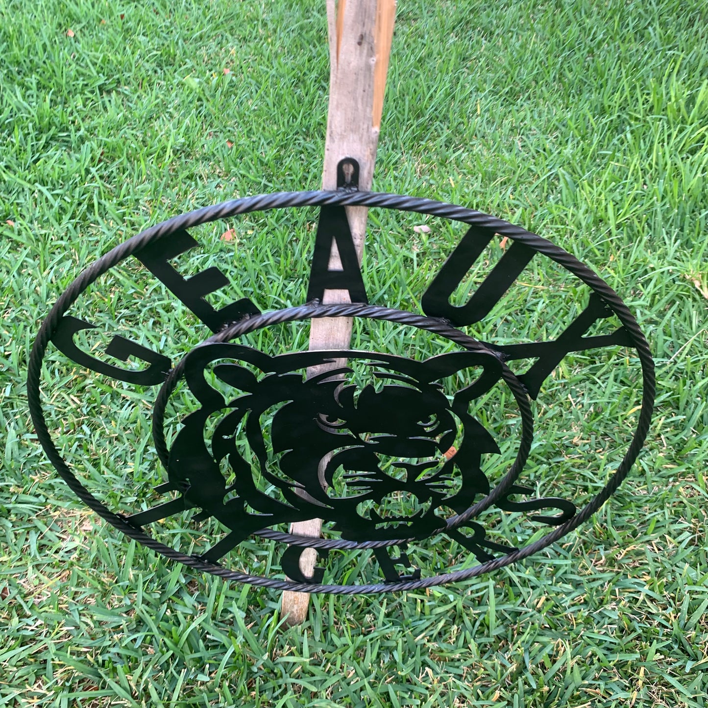 GEAUX TIGERS BLACK CUSTOM METAL VINTAGE CRAFT SIGN TEAM HANDMADE