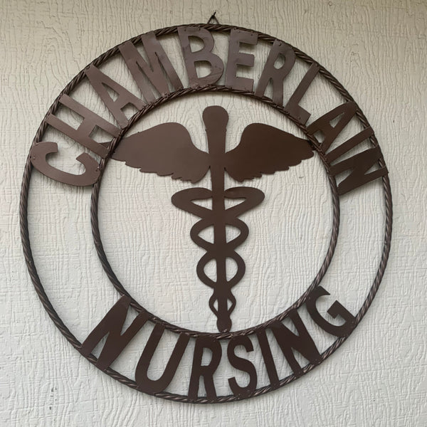 CHAMBERLAIN NURSING STYLE CUSTOM NAME SIGN MEDICAL LOGO HANDMADE