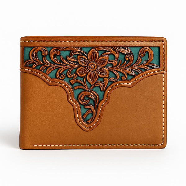 MEN'S WALLET GENUINE LEATHER BIFOLD WESTERN STYLE WALLET NEW