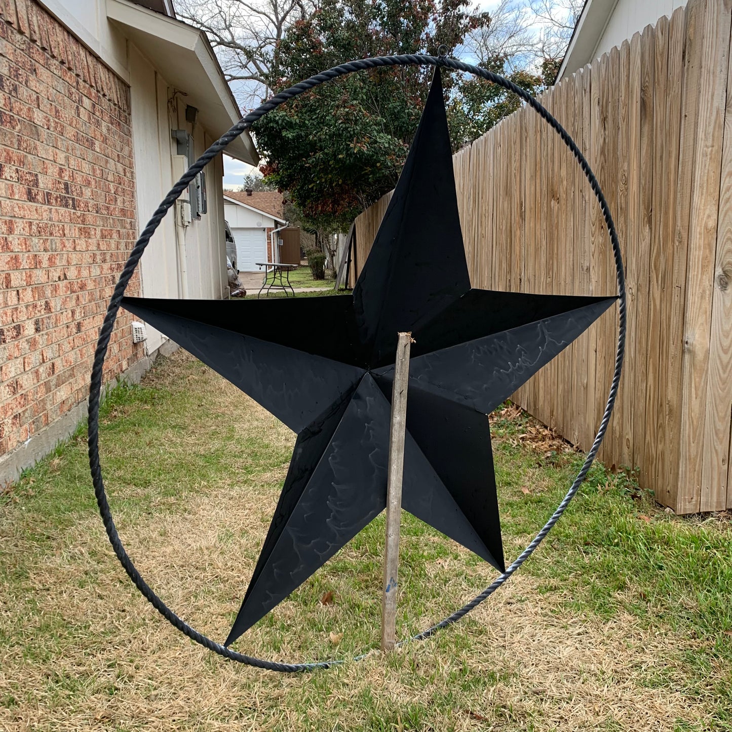 5 FOOT WHITE DISTRESSED STAR TWO TONE TEXTURE BARN STAR METAL LONESTAR TWISTED ROPE RING WESTERN HOME DECOR HANDMADE NEW