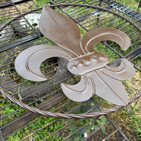 FLEUR DE LIS BROWN METAL WALL ART SIGN WESTERN HOME DECOR HANDMADE NEW 12",18",24",32"