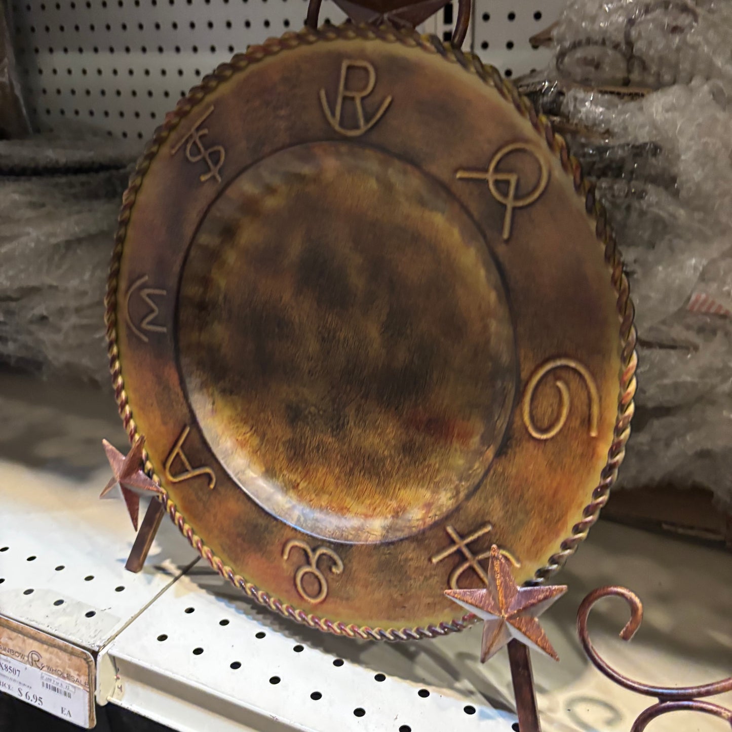 12" BRANDING CHARGER WESTERN HOME DECOR HANDMADE METAL CHARGER NEW #EH13197