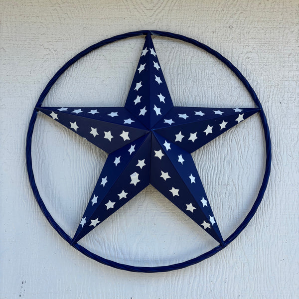 INK BLUE BARN LONE STAR WITH 50 STARS STATES PATRIOTIC TWISTED ROPE RING WESTERN HOME DECOR HANDMADE 24",36" #EH