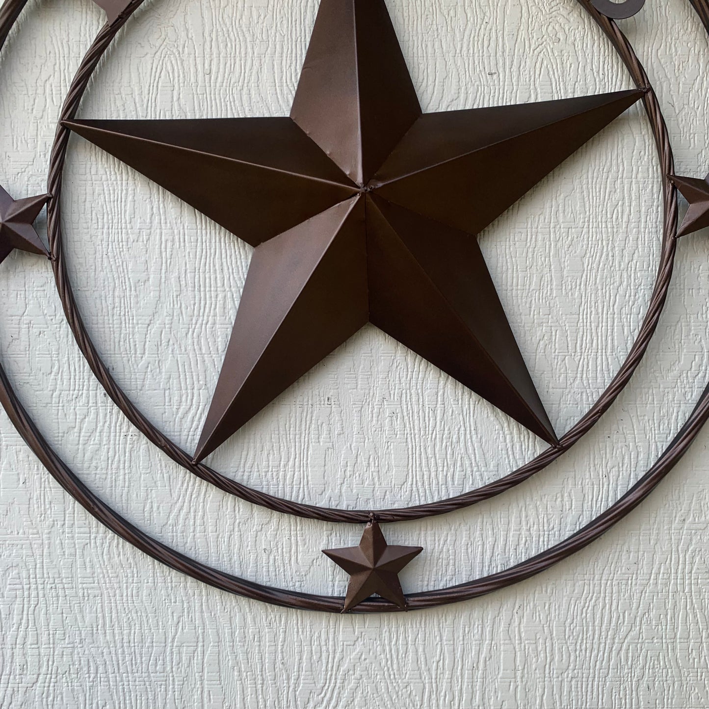 TEXAS LONESTAR WITH 3 SMALL STARS BARN STAR METAL RUSTIC BRONZE COPPER TWISTED ROPE RING WESTERN HOME DECOR HANDMADE NEW