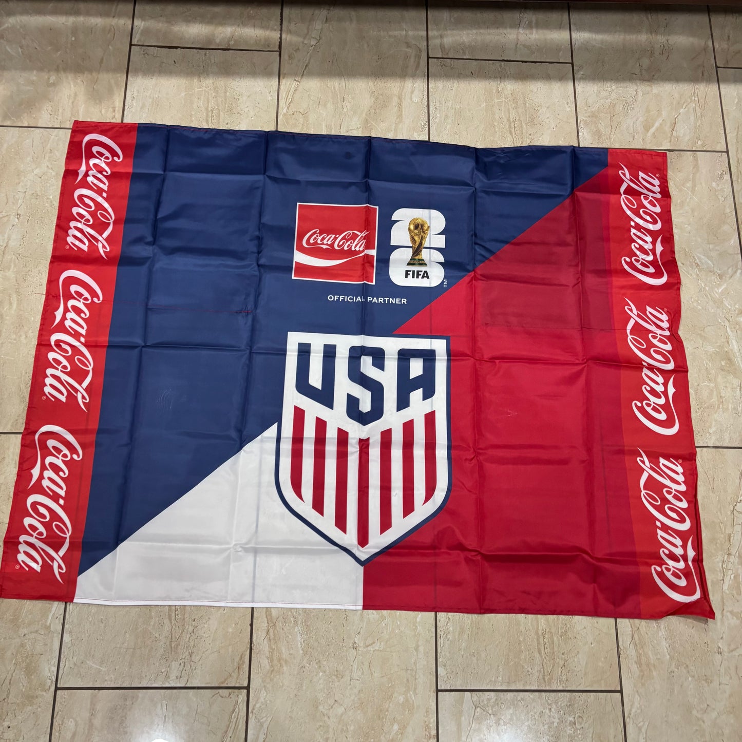 FIFA WORLD CUP 2026 USA COCACOLA FLAG 3ft x 4ft GENUINE LICENSES WESTERN HOME DECOR  #EH13732
