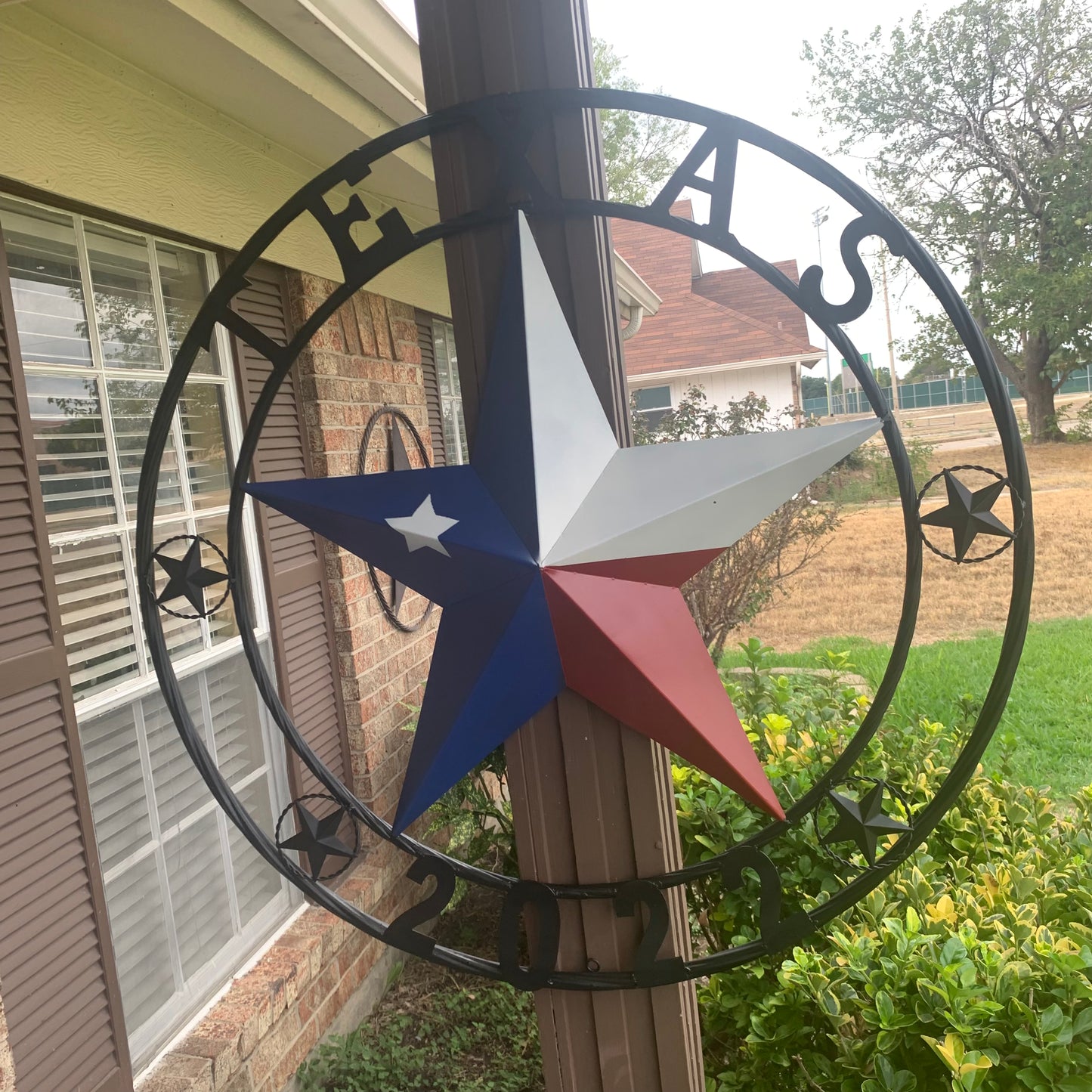 TEXAS 2022 STYLE CUSTOM NAME BARN STAR METAL LONESTAR 3d TWISTED BLACK ROPE RING WESTERN HOME DECOR   HANDMADE 24",32",36"