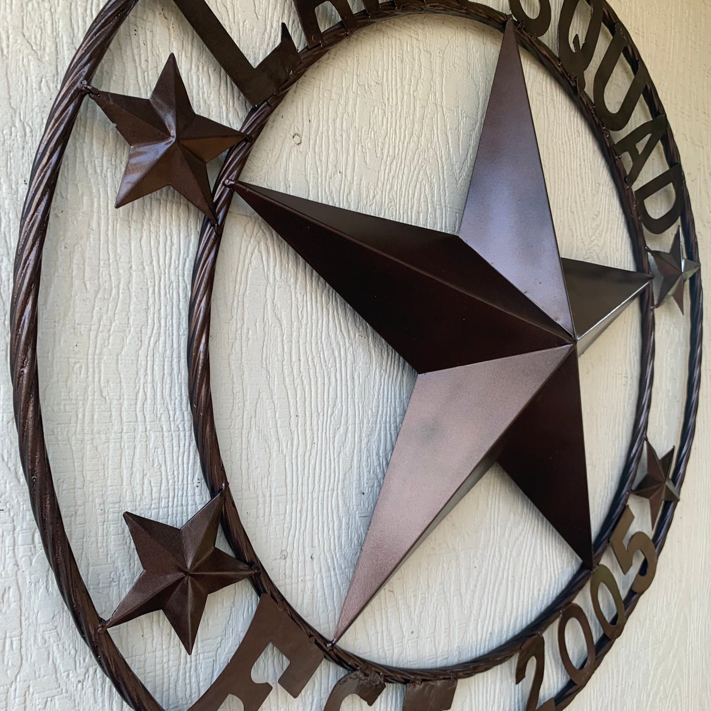 LAWN SQUAD STYLE CUSTOM BARN STAR NAME YOUR CUSTOM NAME STAR METAL NAME BARN STAR WITH TWISTED ROPE RING DESIGN METAL WALL 3d STAR ART WESTERN HOME DECOR RUSTIC BRONZE NEW