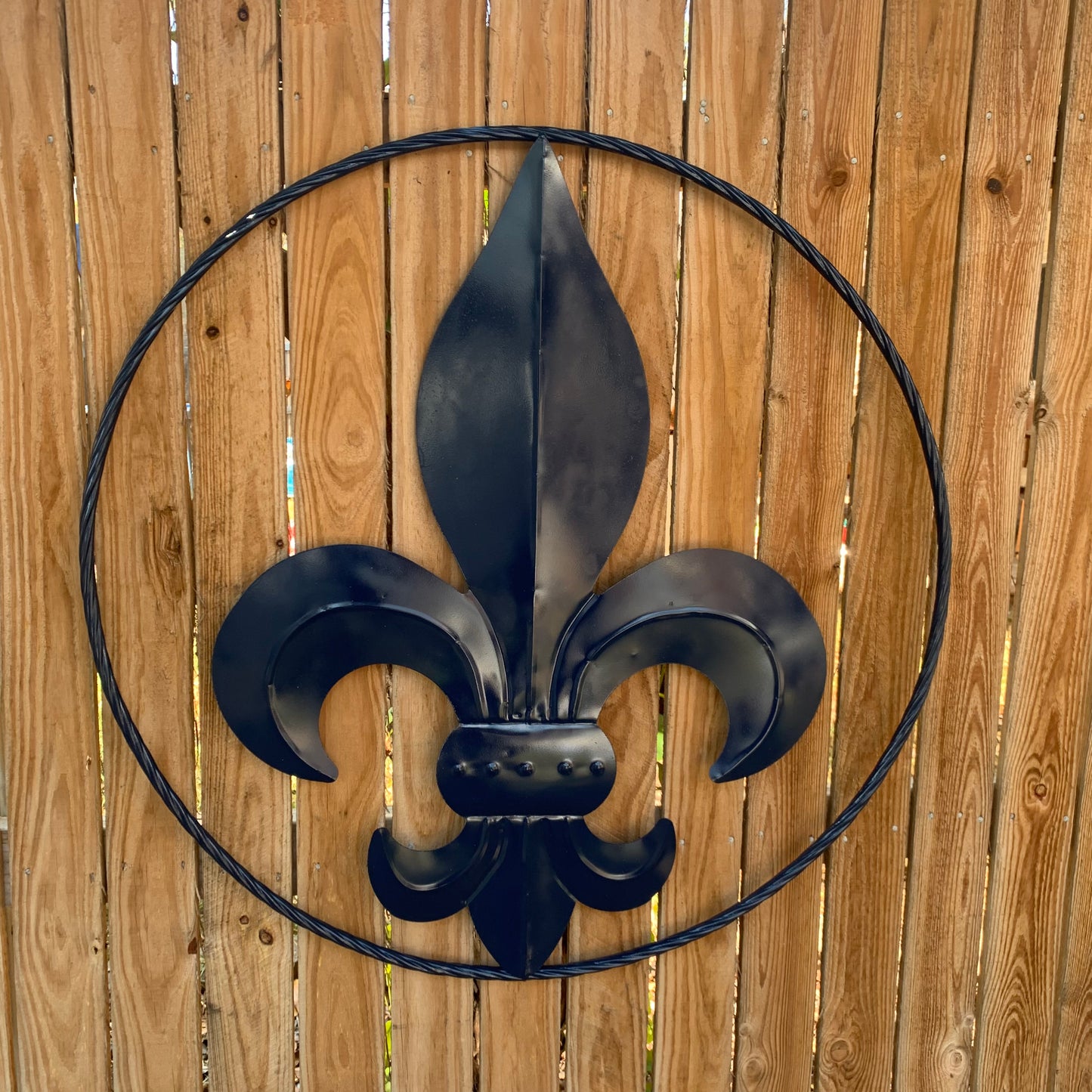NAVY BLUE 24",36" FLEUR DE LIS METAL WALL ART SIGN WESTERN HOME DECOR HANDMADE NEW #EH10764