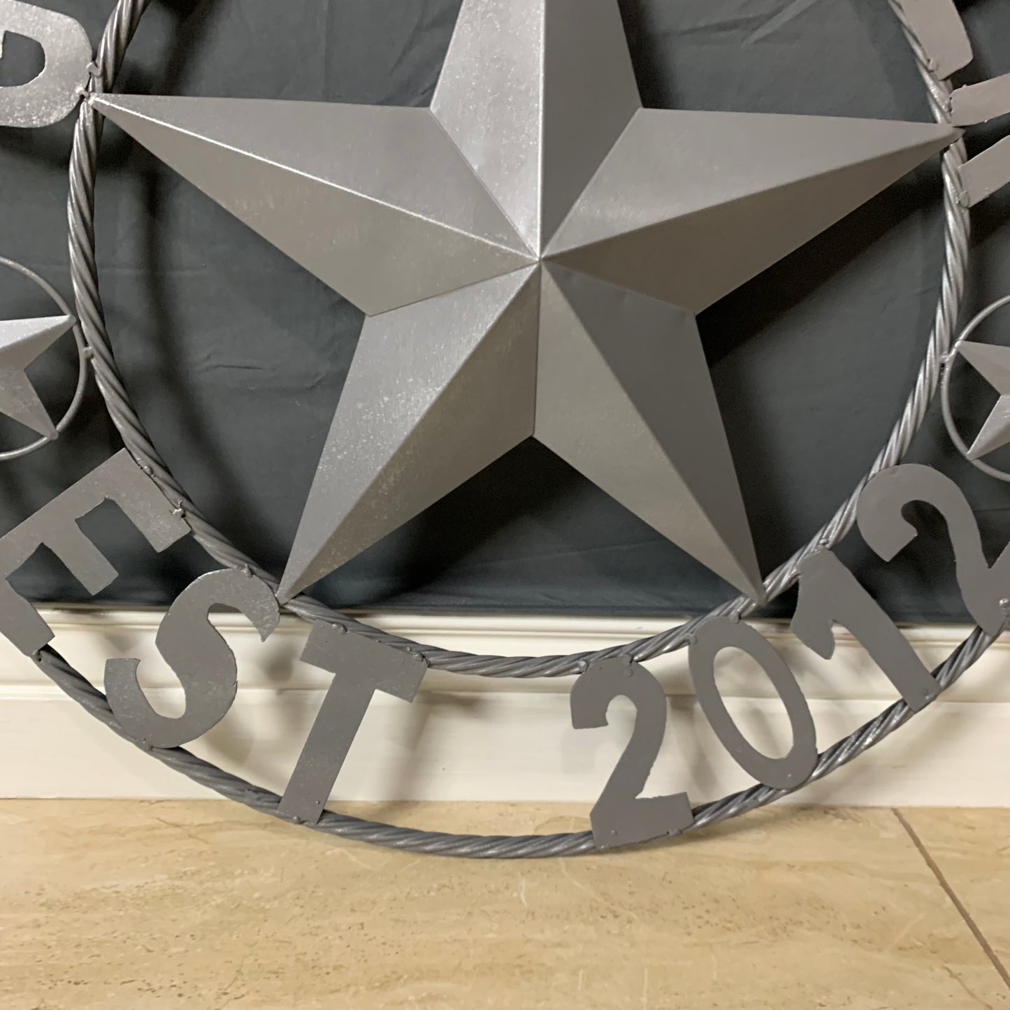 GLASTETTER STYLE YOUR CUSTOM NAME BARN STAR 3d METAL LONE STAR TWISTED ROPE RING WESTERN HOME DECOR RUSTIC GREY HANDMADE 24",32",36",50"