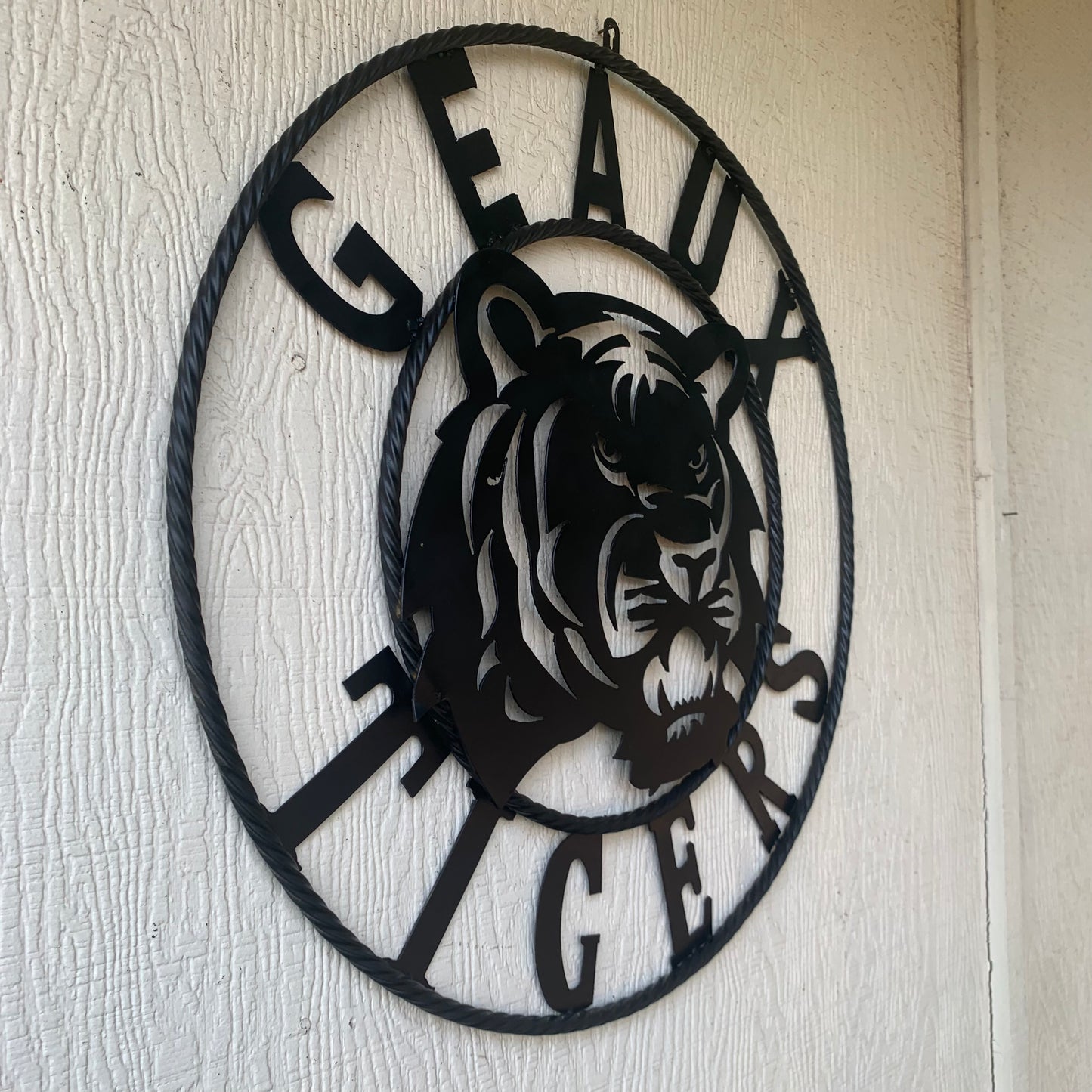 GEAUX TIGERS BLACK CUSTOM METAL VINTAGE CRAFT SIGN TEAM HANDMADE