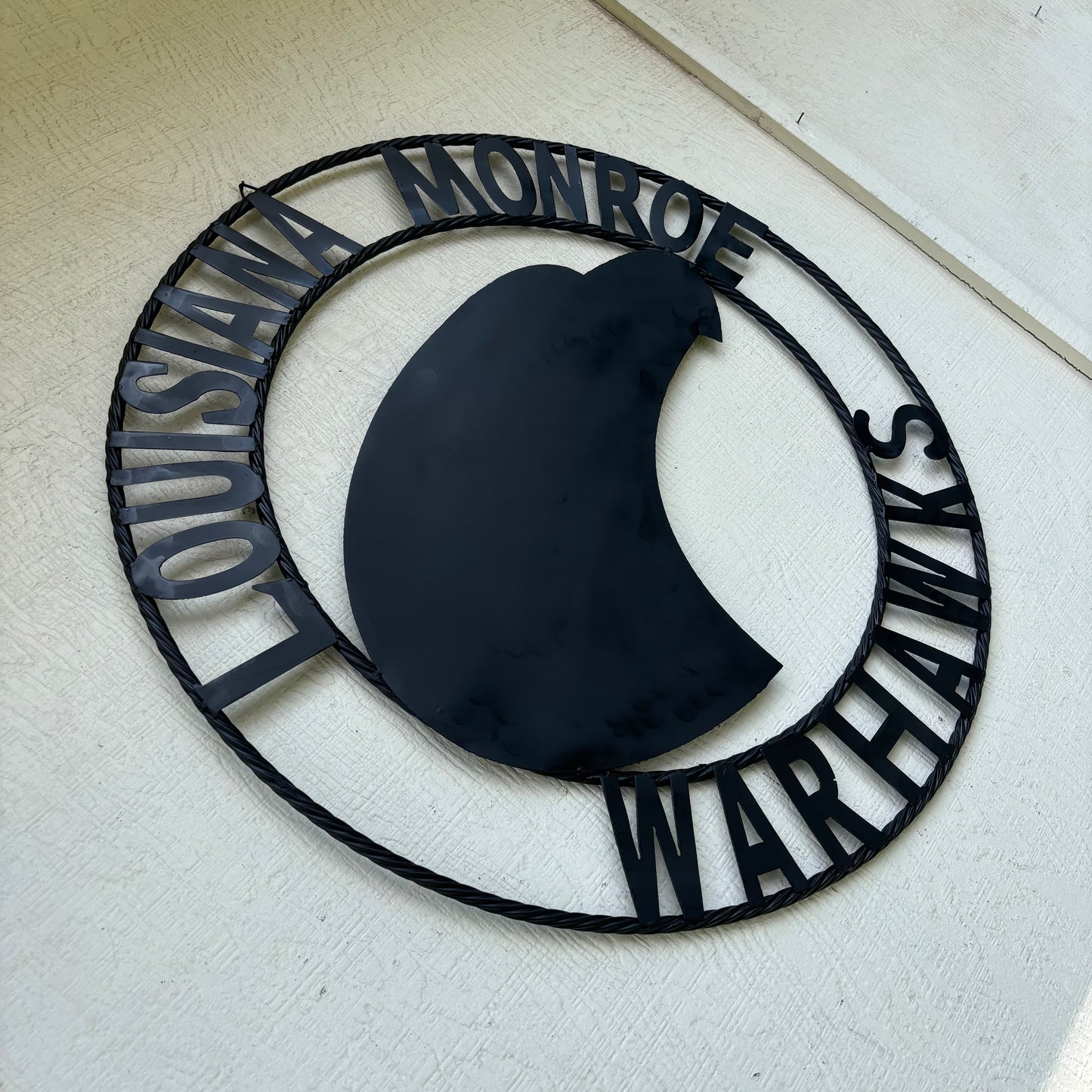LOUISIANA MONROE WARHAWKS CUSTOM BLACK METAL VINTAGE CRAFT TEAM SIGN HANDMADE 18",24",32"