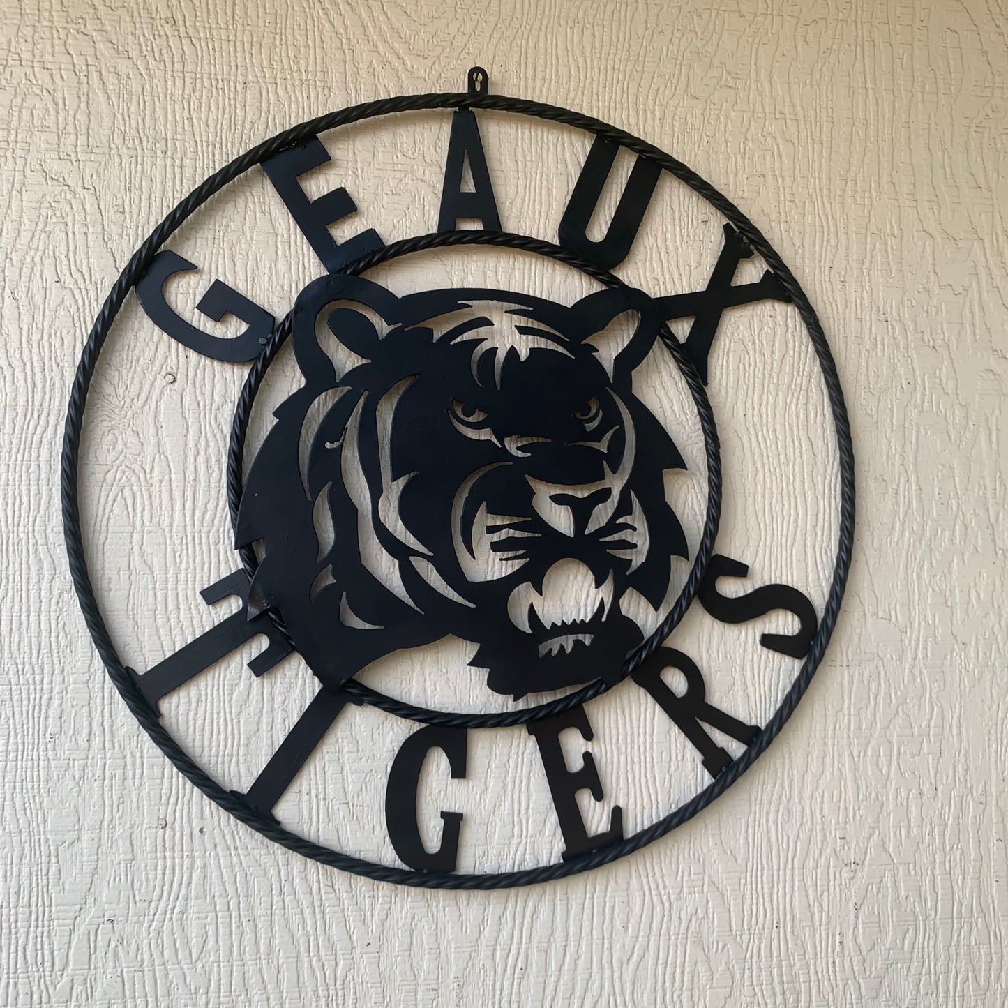GEAUX TIGERS BLACK CUSTOM METAL VINTAGE CRAFT SIGN TEAM HANDMADE
