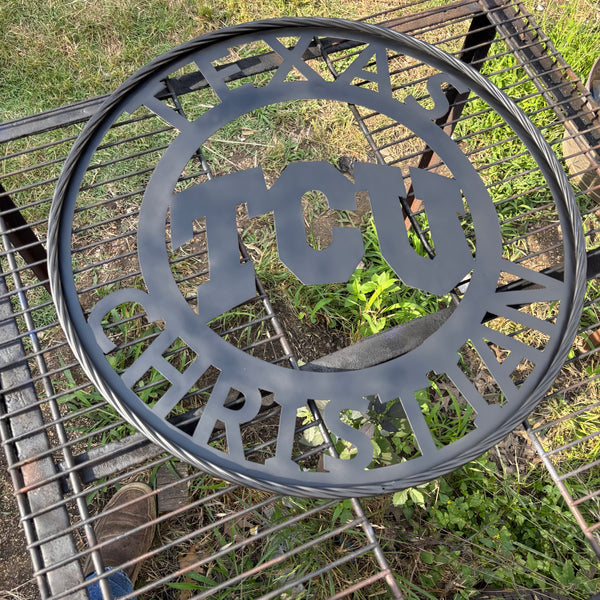 TCU TEXAS CHRISTIAN CUSTOM BLACK METAL VINTAGE CRAFT TEAM SIGN HANDMADE