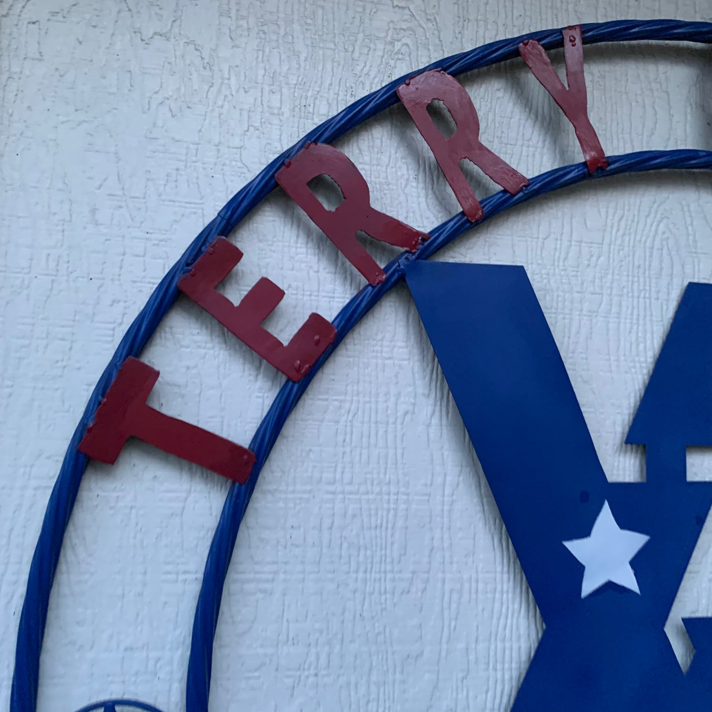 #EH11299 CUSTOM NAME XR ROOFING STYLE SIGN RED,WHITE & BLUE TEXAS FLAG LOGO HANDMADE