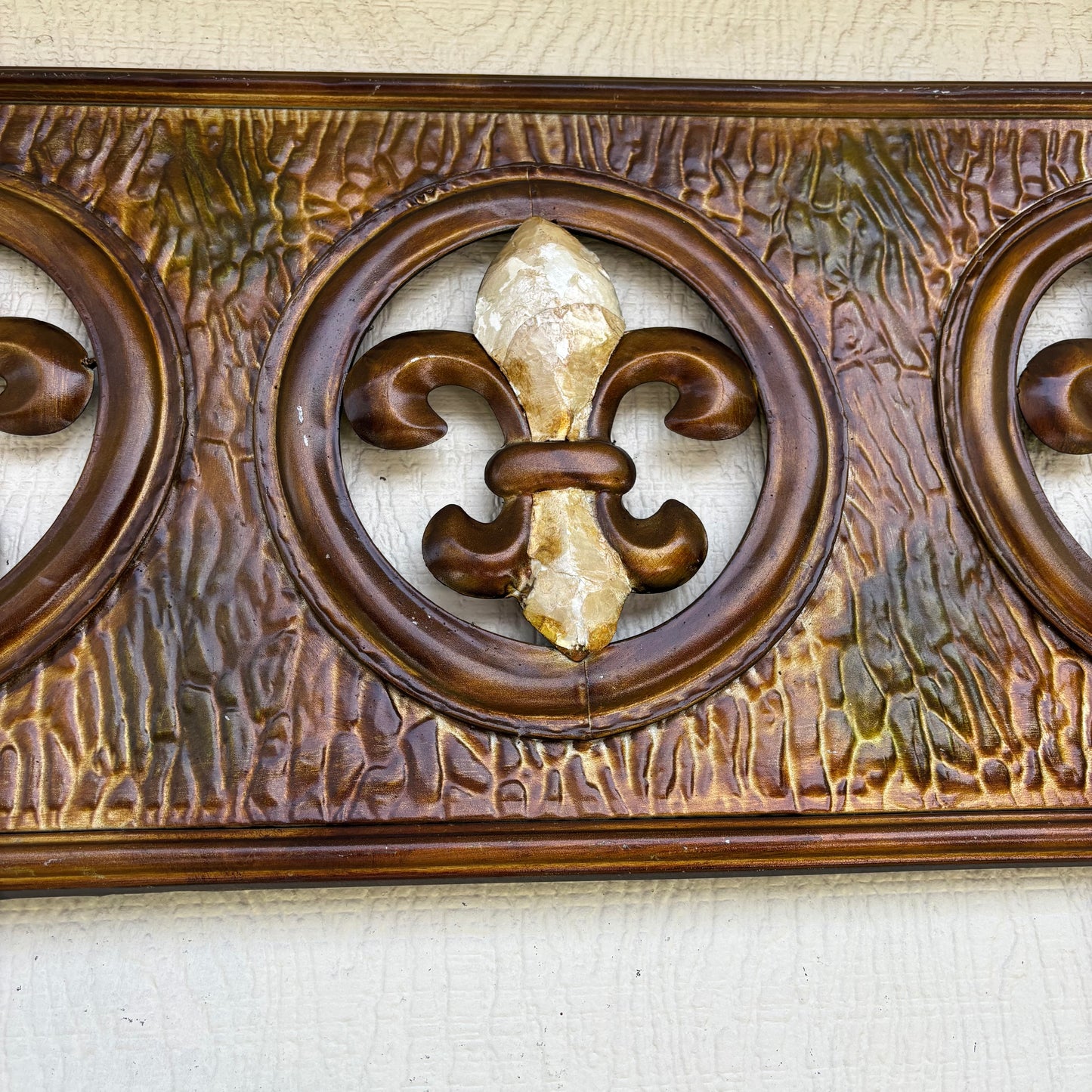 36" FLEUR DE LIS GOLD BROWN RECTANGLE WALL ART WESTERN METAL ART HANDMADE #EH13330