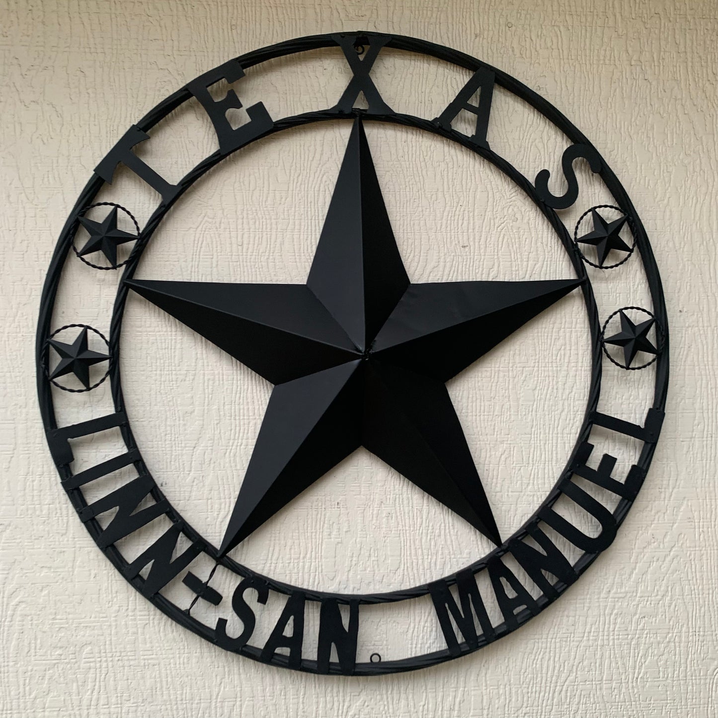 LINN SAN MANUEL STYLE YOUR CUSTOM NAME STAR METAL BARN LONE STAR 3d TWISTED ROPE RING WESTERN HOME DECOR HANDMADE NEW
