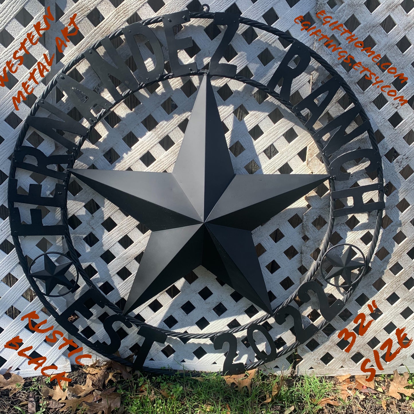 FERNANDEZ RANCH STYLE YOUR CUSTOM NAME STAR BARN STAR METAL LONE STAR WESTERN HOME DECOR RUSTIC BLACK HANDMADE 24",32",36",50"